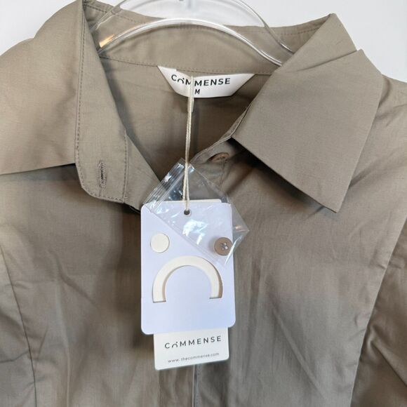 Commense Fair Square Khaki Button Down Shirt Long Sleeve Blouse Size M - Picture 2 of 7